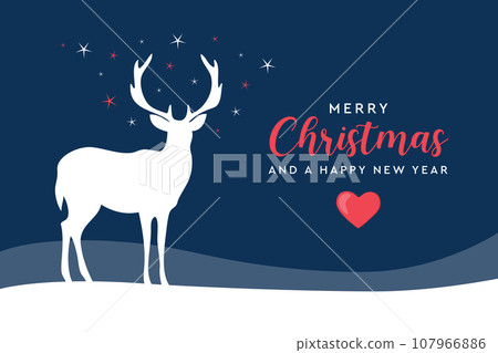 blue christmas greeting card deer vector illustration 107966886