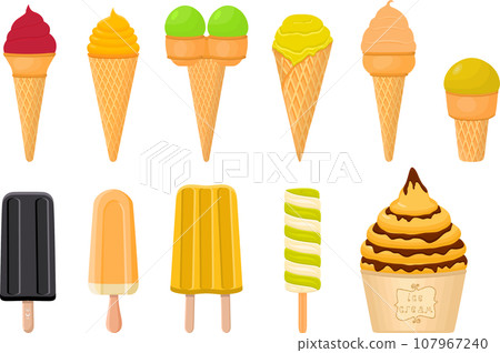 big kit ice cream popsicle different types in cone waffle cup big kit ice cream popsicle different types in cone waffle cup 107967240