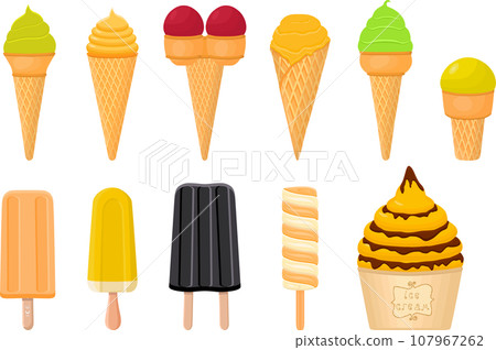 big kit ice cream popsicle different types in cone waffle cup big kit ice cream popsicle different types in cone waffle cup 107967262