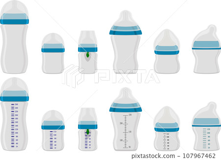 big kit baby milk in bottle with rubber pacifier big kit baby milk in bottle with rubber pacifier 107967462