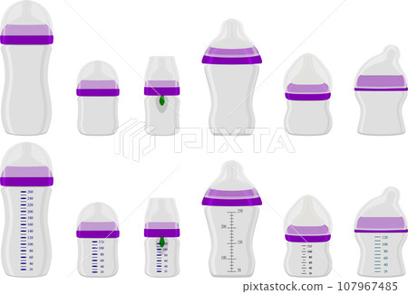 big kit baby milk in bottle with rubber pacifier 107967485