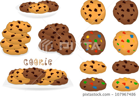 big set different biscuit, kit colorful pastry cookie 107967486