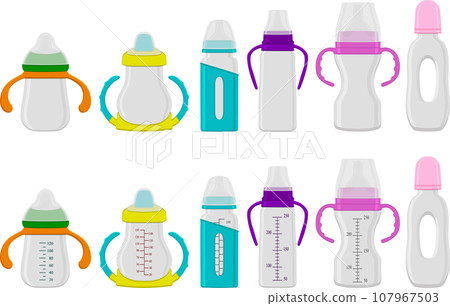 big kit baby milk in bottle with rubber pacifier 107967503