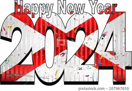 Happy New Year 2024 with Alabama flag inside 107967650