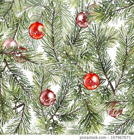 Seamless pattern with fir tree branches and...-插圖素材 [107967671] - PIXTA圖庫