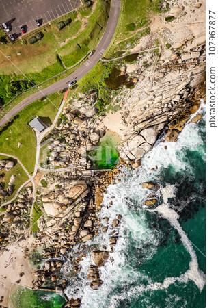 Aerial View of Maiden's Cove Tidal Pool in Clifton, Cape Town, South Africa Aerial View of Maiden's Cove Tidal Pool in Clifton, Cape Town, South Africa 107967877