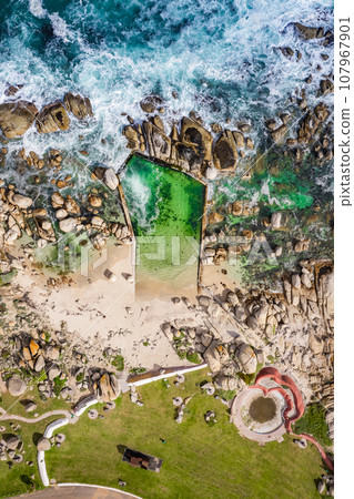 Aerial View of Maiden's Cove Tidal Pool in Clifton, Cape Town, South Africa Aerial View of Maiden's Cove Tidal Pool in Clifton, Cape Town, South Africa 107967901