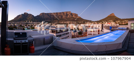 Aerial view of Cape Town city centre at sunset in Western Cape, South Africa Aerial view of Cape Town city centre at sunset in Western Cape, South Africa 107967904