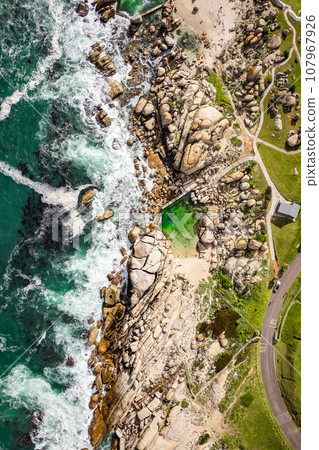 Aerial View of Maiden's Cove Tidal Pool in Clifton, Cape Town, South Africa Aerial View of Maiden's Cove Tidal Pool in Clifton, Cape Town, South Africa 107967926