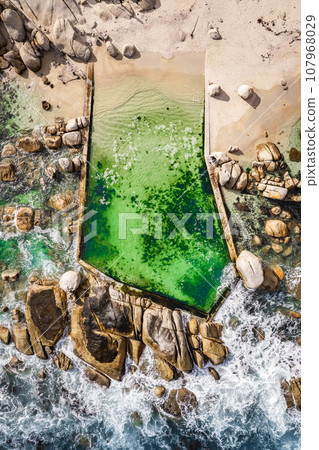 Aerial View of Maiden's Cove Tidal Pool in Clifton, Cape Town, South Africa Aerial View of Maiden's Cove Tidal Pool in Clifton, Cape Town, South Africa 107968029