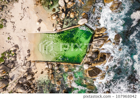 Aerial View of Maiden's Cove Tidal Pool in Clifton, Cape Town, South Africa Aerial View of Maiden's Cove Tidal Pool in Clifton, Cape Town, South Africa 107968042