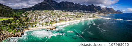 Aerial View of Maiden's Cove Tidal Pool in Clifton, Cape Town, South Africa 107968050