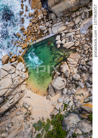 Aerial View of Maiden's Cove Tidal Pool in Clifton, Cape Town, South Africa Aerial View of Maiden's Cove Tidal Pool in Clifton, Cape Town, South Africa 107968057