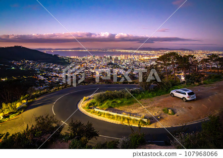 View of Cape Town from Kloof Corner hike at sunset in Cape Town, western Cape, South Africa View of Cape Town from Kloof Corner hike at sunset in Cape Town, western Cape, South Africa 107968066