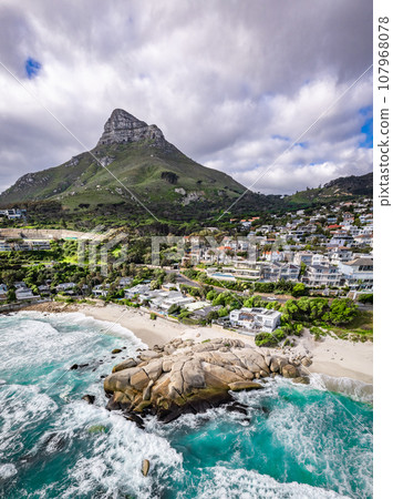 Aerial View of Camps bay in Cape Town, Western Cape, South Africa Aerial View of Camps bay in Cape Town, Western Cape, South Africa 107968078