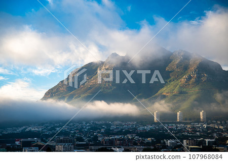 Aerial view of Cape Town city centre at sunrise in Western Cape, South Africa Aerial view of Cape Town city centre at sunrise in Western Cape, South Africa 107968084