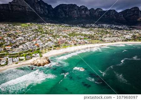 Aerial View of Maiden's Cove Tidal Pool in Clifton, Cape Town, South Africa 107968097