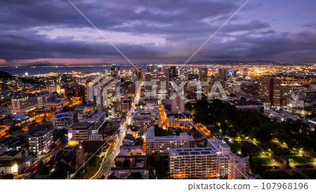 Aerial view of Cape Town city centre at sunset in Western Cape, South Africa Aerial view of Cape Town city centre at sunset in Western Cape, South Africa 107968196