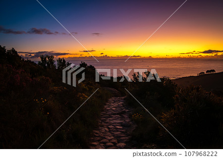 View of Cape Town from Kloof Corner hike at sunset in Cape Town, western Cape, South Africa 107968222