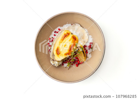 Fresh mussel baked with cheese Fresh mussel baked with cheese 107968285