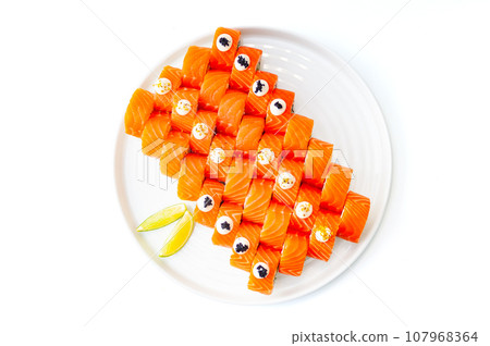 Sushi set on a white plate Sushi set on a white plate 107968364