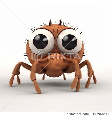 Spider, funny cute cartoon 3d illustration on white background, creative avatar 107968415