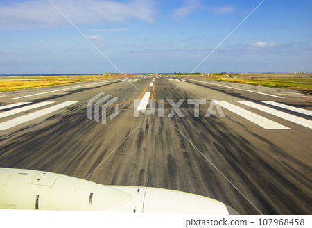 Runway with tire marks Runway with tire marks 107968458