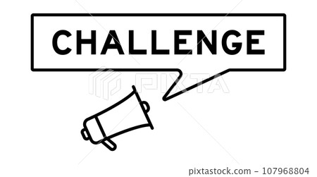 Megaphone icon with speech bubble in word challenge on white background Megaphone icon with speech bubble in word challenge on white background 107968804