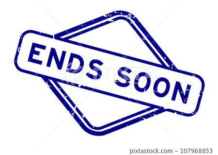 Grunge blue ends soon word rubber seal stamp on white background Grunge blue ends soon word rubber seal stamp on white background 107968853