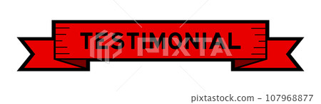Ribbon label banner with word testimonial in red color on white background Ribbon label banner with word testimonial in red color on white background 107968877