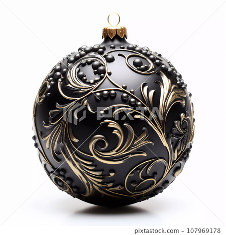 Black Christmas Ball Realistic 3D Style 107969178