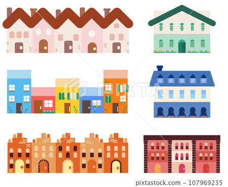 Cute house illustration material set 107969235