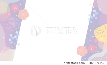 適合新年賀卡的彩色日式框架向量素材 適合新年賀卡的彩色日式框架向量素材 107969452