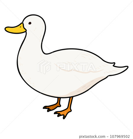 簡單可愛的手繪插畫白鴨主線 107969502