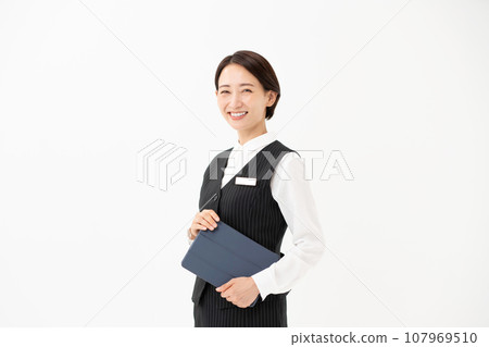 Woman in uniform business tablet 107969510