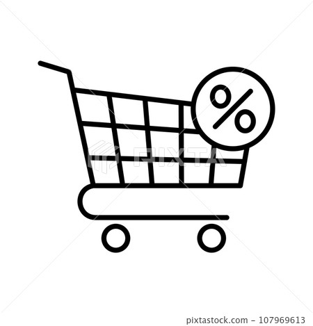 Shopping cart and discount icon. Sale signs, isolated on a white. 107969613