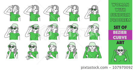 Sun protection and women (Bezier lines) Sun protection and women (Bezier lines) 107970092