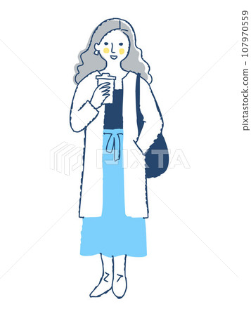 站著喝酒的女人，全身，f22 107970559
