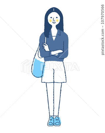 微笑的年輕女子全身 F-15 微笑的年輕女子全身 F-15 107970566