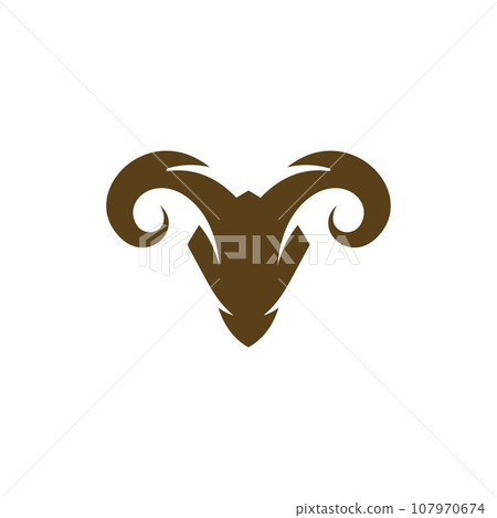 Animal ram head modern simple logo design 107970674