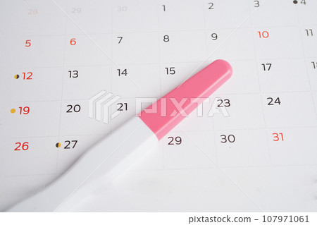 Pregnancy test for female of ovulation day, fetus, maternity, childbirth, birth control. 107971061