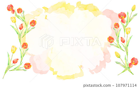 Tulip frame drawn in watercolor Tulip frame drawn in watercolor 107971114