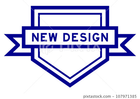 Vintage blue color pentagon label banner with word new design on white background Vintage blue color pentagon label banner with word new design on white background 107971385