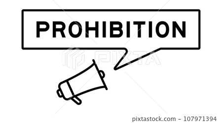 Megaphone icon with speech bubble in word prohibition on white background 107971394