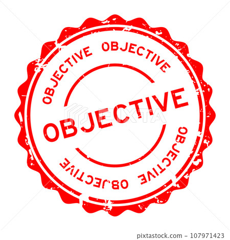 Grunge red objective word round rubber seal stamp on white background Grunge red objective word round rubber seal stamp on white background 107971423
