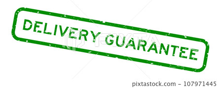Grunge green delivery guarantee word square rubber seal stamp on white background Grunge green delivery guarantee word square rubber seal stamp on white background 107971445