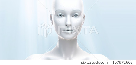 Concept of artificial intelligence, robot face combined with electronic circuit, machine learning, cyber mind education. Technology banner Concept of artificial intelligence, robot face combined with electronic circuit, machine learning, cyber mind education. Technology banner 107971605