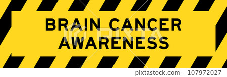 Yellow and black color with line striped label banner with word brain cancer awareness Yellow and black color with line striped label banner with word brain cancer awareness 107972027