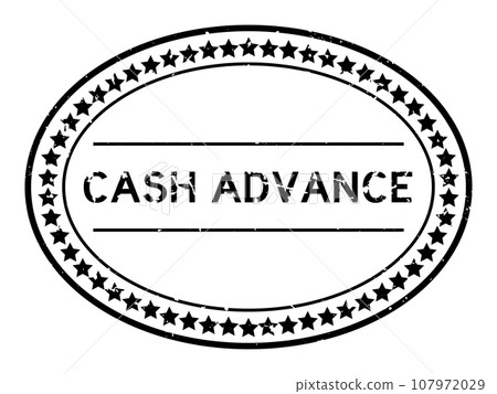 Grunge black cash advance word oval rubber seal stamp on white background 107972029