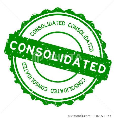 Grunge green consolidated word round rubber seal stamp on white background 107972033